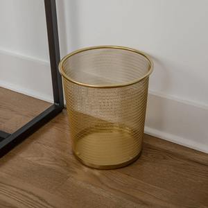 Elegante Cesto de Basura de Metal Perforado Dorado, Cubo de Basura Decorativo Moderno para Dormitorio, Baño o Espacio de Trabajo, Hecho a Mano en India - Product Image 6
