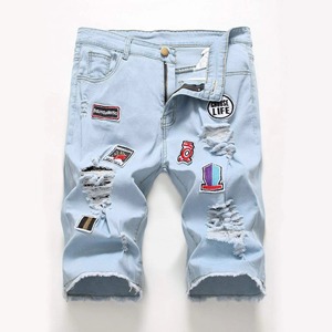 Shorts en jean pour hommes 100% coton épais décontractés respirants écologiques séchage rapide taille mi-haute été OEM vente en gros broderie - Product Image 1