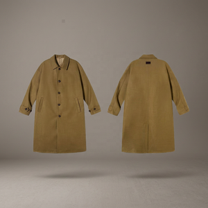 <b>Men's</b> Woolen <b>Long</b> Trench <b>Coat</b> Turn-down Collar Single Breasted Solid Color Regular Sleeve Overcoat - Product Image 3