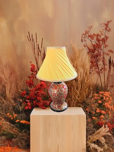 Yellow Pleated Lamp Shade Floral <b>Table</b> Lamp Decorative Bedroom Living <b>Room</b> Light Cover - Product Image 3