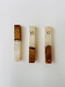New Arrival Olive Wood Resin Mezuzah Case Handmade Jewish Doorpost Luxury Judaica Decor Gift - Product Image 1