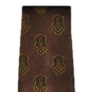 Corbata con Patrón Cresta Dorada Marrón, Estilo Seda Premium, Clásica y Formal, Elegante, Inspirada en la Grecia, Accesorio de Moda Masculina - Product Image 5
