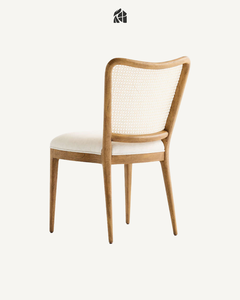 Chaise de salle à manger Averzelle en teck massif, siège rembourré artisanal de qualité supérieure, microfibre, style mid-century moderne, mobilier de salle à manger - Product Image 2