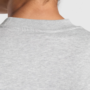 Sweat-shirt à col rond pour femme, gris chiné, épaules tombantes, manches longues, tricoté - Product Image 6