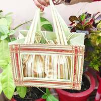 Panier pliable avec 2 pots, cadeaux de mariage pour les invités, boîtes pliantes Gota Patti, paniers pliables pour mariage indien pakistanais