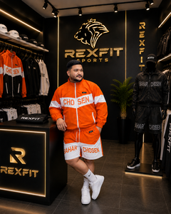 REXFIT SPORTS Ensemble de survêtement en nylon orange pour homme, veste coupe-vent et short, ensemble de vêtements de sport deux pièces, streetwear imprimé personnalisé - Product Image 3