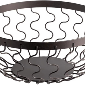 Frutero de Alambre Metálico Negro, Diseño Ondulado, Moderno y Lujoso, Centro de Mesa para Fiestas, Apto para Lavavajillas, Sin Plomo, Ecológico, Decoración de Cocina - Product Image 1