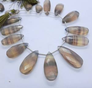 Cuentas de fluorita natural facetadas en forma de pera, cuentas largas de fluorita en forma de pera, cuentas de fluorita multifacéticas en forma de pera para la fabricación de joyería, 8 pulgadas - Product Image 3