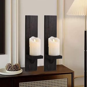 Modern Wooden Pillar <b>Candle</b> Holder Stand <b>Black</b> Decorative Tabletop <b>Lantern</b> Farmhouse Home Decor - Product Image 5