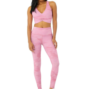 ชุดโยคะผู้หญิงใส่สบาย สีพื้น โลโก้สั่งทำได้ แบรนด์ส่วนตัว เป็นมิตรกับสิ่งแวดล้อม แห้งเร็ว เอวกลาง ชุดออกกำลังกาย 2 ชิ้น - Product Image 4