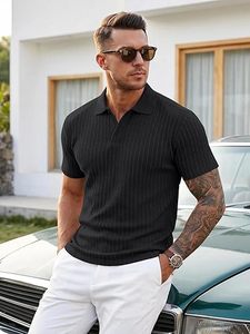 Polo texturé pour homme avec fermeture éclair, décontracté, respirant, idéal pour le golf en été - Product Image 3