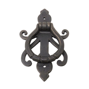 Poignée de porte en fer forgé antique, martelée à la main, en fonte noire, style vintage, pour portail en bois, quincaillerie pour la maison - Product Image 5
