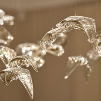 Lustre et luminaires suspendus pour escalier, décoration d'hôtel et de salle à manger, petite lampe projecteur en verre doré personnalisée