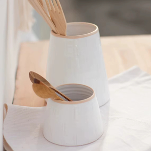 Handcrafted Ceramic <b>Utensil</b> <b>Holder</b> Crackle Glaze Finish Durable Thick Wall Heat Resistant Elegant <b>Kitchen</b> Organizer Storage Jar - Product Image 4