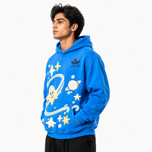 Sweat à capuche Premium en coton doux avec impression en relief 3D, design imprimé en relief, construction pull-over, poche kangourou, poignets côtelés - Product Image 3