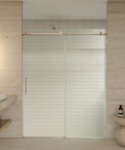 Porte de douche moderne en verre trempé nervuré et cannelé pour la rénovation de salles de bain, les entrepreneurs, les hôtels, les appartements et les logements multi-appartements - Product Image 5