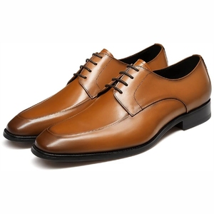 Popular Luxury Genuine Men's Lace-up Waterproof Embroidered Pointed Toe Shoes Strap-style Heel Design for Autumn Office Career - Product Image 4