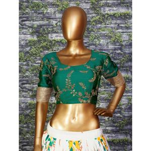 Beau concepteur blanc-vert imprimé numérique Lehenga Choli - Product Image 3