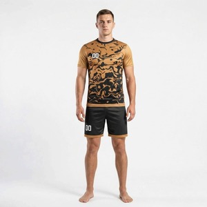 Breathable OEM Premium Quality Men's Soccer Uniform Short Sleeve Customized Logo Solid Color 100% Polyester Fabric Quick Dry - Product Image 1