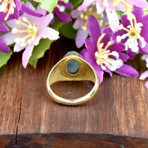 Vintage Design High Quality Blue Copper Turquoise 18K Gold Vermeil Natural Stone Oval Shape <b>Chunky</b> Fine <b>Ring</b> Jewelry for Men - Product Image 6