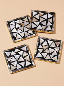 2025 Luxury Handcrafted Mother Pearl Square Coasters Eco-Friendly 4 Inch Elegant <b>Mosaic</b> Upscale Dining Home Decor Classic - Product Image 1