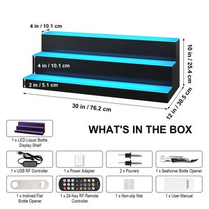 Espositore Illuminato a LED per Liquori, 30 Pollici, 3 Ripiani, in Acrilico, per Casa e Bar - Product Image 4
