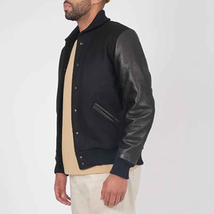 Vêtements décontractés d'hiver, veste de baseball personnalisée de haute qualité en chenille brodée avec manches en cuir, patchs, veste bomber, veste letterman - Product Image 3
