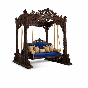 Columpio tradicional de madera de teca de 3 plazas para área de vestíbulo, columpio de madera tallada clásico, hecho a mano, estilo antiguo, Jhula para el hogar, Londres - Product Image 2