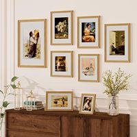 Cadres photo en bois de chêne massif avec passe-partout et verre trempé de qualité supérieure, pour montage mural ou présentation sur table