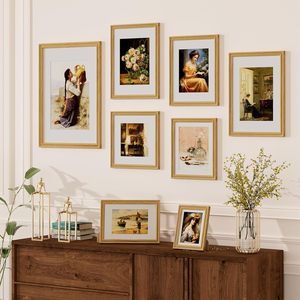 Solid Oak Wood <b>Picture</b> <b>Frames</b> Matted for <b>Picture</b> <b>Frames</b> <b>with</b> Premium Tempered Glass, Wall <b>Mount</b> or Tabletop Display - Product Image 5