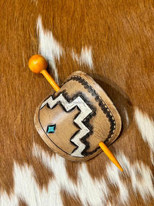 Western Style Tooled Leather Vintage Women <b>Hair</b> Stick Barrette <b>Clips</b> Genuine Leather <b>Hair</b> <b>Slide</b> Bridesmaid <b>Hair</b> Accessories - Product Image 5