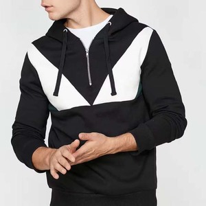 Sweat-shirt à capuche pour homme, design color block avec fermeture éclair, vêtement décontracté pour l'automne, tricoté 100% coton, coupe classique - Product Image 1