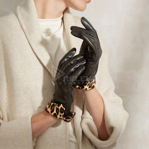 Gants en cuir de luxe pour femmes, doublure en cachemire, chauds pour l'hiver, doux au toucher, compatibles avec les écrans tactiles, gants tendance - Product Image 3