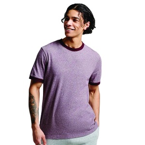 T-shirt à manches courtes pour homme avec bordure foncée, coupe classique, jersey décontracté en coton, col rond, couleur unie - Product Image 3