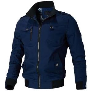 Blouson Bomber Homme à Capuche Col Montant Fermeture Éclair Coupe-Vent Décontracté Automne Coupe Ajustée Polyester Coton Toile Logo Avant - Product Image 4