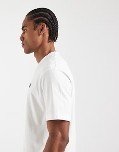 T-shirt en coton blanc à manches courtes et col rond pour homme, coupe classique, décontracté, avec imprimé laurier noir, haut en jersey tricoté - Product Image 2