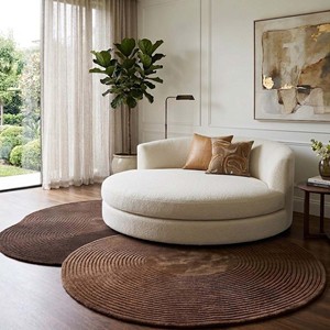 Alfombra de Lujo Marrón Hecha a Mano |   Alfombra Redonda de 14mm de Grosor, Elegante y de Primera Calidad para Sala de Estar, Dormitorio y Decoración del Hogar - Product Image 3