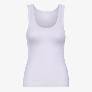 Conjunto de Camiseta sin Mangas de Algodón Morado Claro para Mujer con Cuello Redondo y Pantalones Cortos a Juego, Ropa Casual de Tela Tejida Transpirable - Product Image 3