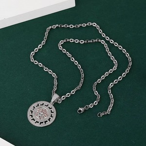 Collar de circonitas redondas estilo hip hop rap, chapado en plata, con colgante de jefe indio, para hombres y mujeres - Product Image 6