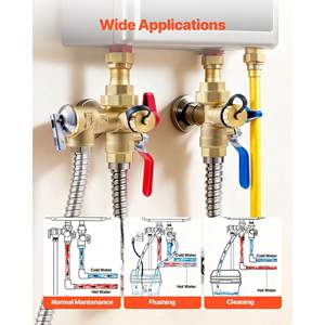 Vannes d'arrêt d'isolation NPT 3/4 pouce, kit de vanne de service de décharge de pression, laiton sans plomb pour la plupart des chauffe-eau sans réservoir - Product Image 5