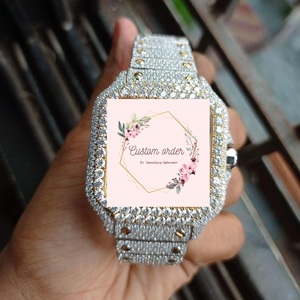 Reloj de Hombre Antiguo con Cristal de Zafiro Cuadrado de Primera Calidad, Claridad VVS, Moissanita, Números Romanos, Personalizado en Oro Rosa - Product Image 1