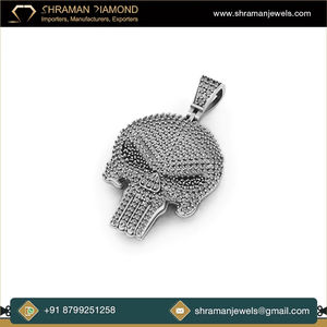 Collar con Colgante de Calavera Punisher de Plata 925 con Diamantes de Imitación y Moissanita, Estilo Hip Hop, Personalizado, de SHRAMAN DIAMOND, para Halloween - Product Image 3