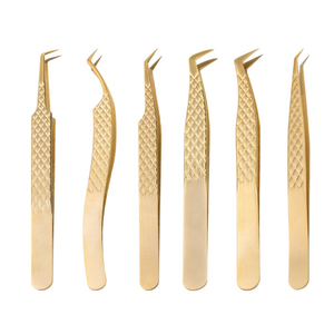 Pinces professionnelles pour extensions de cils, antidérapantes, en acier inoxydable, à pointe en fibre, pour volume, avec logo personnalisé, qualité salon - Product Image 1