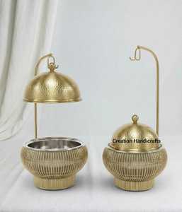 Cazuela de Metal de Lujo con Tapa, Acabado Dorado, Recipiente Decorativo para Servir Alimentos, Regalo de Boda, Plato de Lujo - Product Image 4