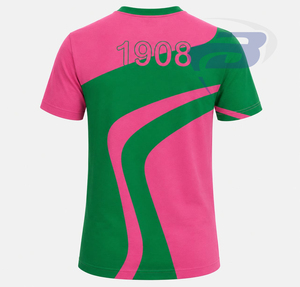 Alfa |   Kapa |   Camiseta de Manga Corta para Hombre Alpha Sorority, Estampado Geométrico Verde y Rosa, Corte Regular, 100% Algodón, Transpirable - Product Image 2