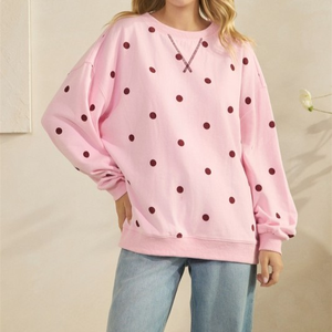 Sweat-shirt tricoté pour femme, pull chaud imprimé, décontracté, doublure polaire, coupe ample, épaules tombantes, hiver - Product Image 5