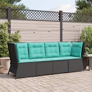 <b>Black</b> Poly Rattan Patio <b>Sofa</b> Corner with <b>Cushions</b> Garden <b>Sofas</b> - Product Image 3