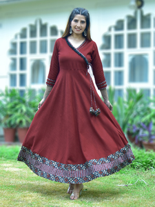 Chemisier Anarkali en coton imprimé floral pour femme, coupe régulière, élégant, ethnique, traditionnel, été, séchage rapide, protection solaire - Product Image 6