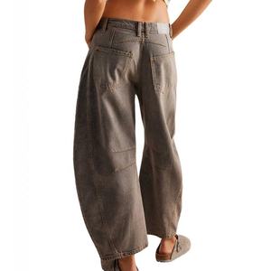 Jean cargo vintage streetwear pour femme, taille haute, délavé à l'acide, 100 % coton, séchage rapide, respirant, brodé - Product Image 3