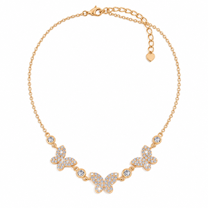 Collar de Moissanita con Mariposa Chapada en Oro Rosa, Corte Redondo, Regalo de Cumpleaños para Mujer - Product Image 4